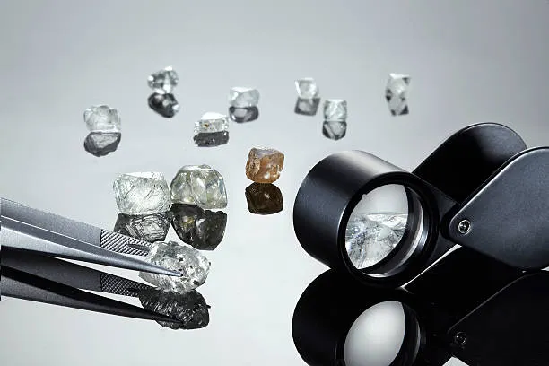 Gemologist examining a diamond